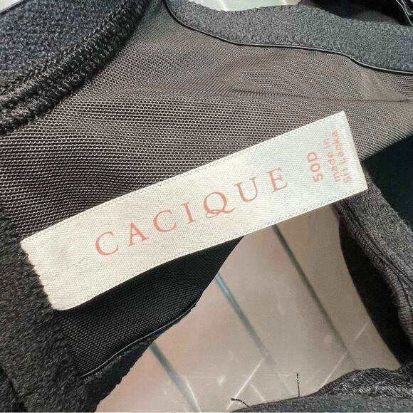 Cacique Bra 50D Lightly Lined Wired T-Shirt Bra Black with Bow Lane Bryant - Picture 6 of 8